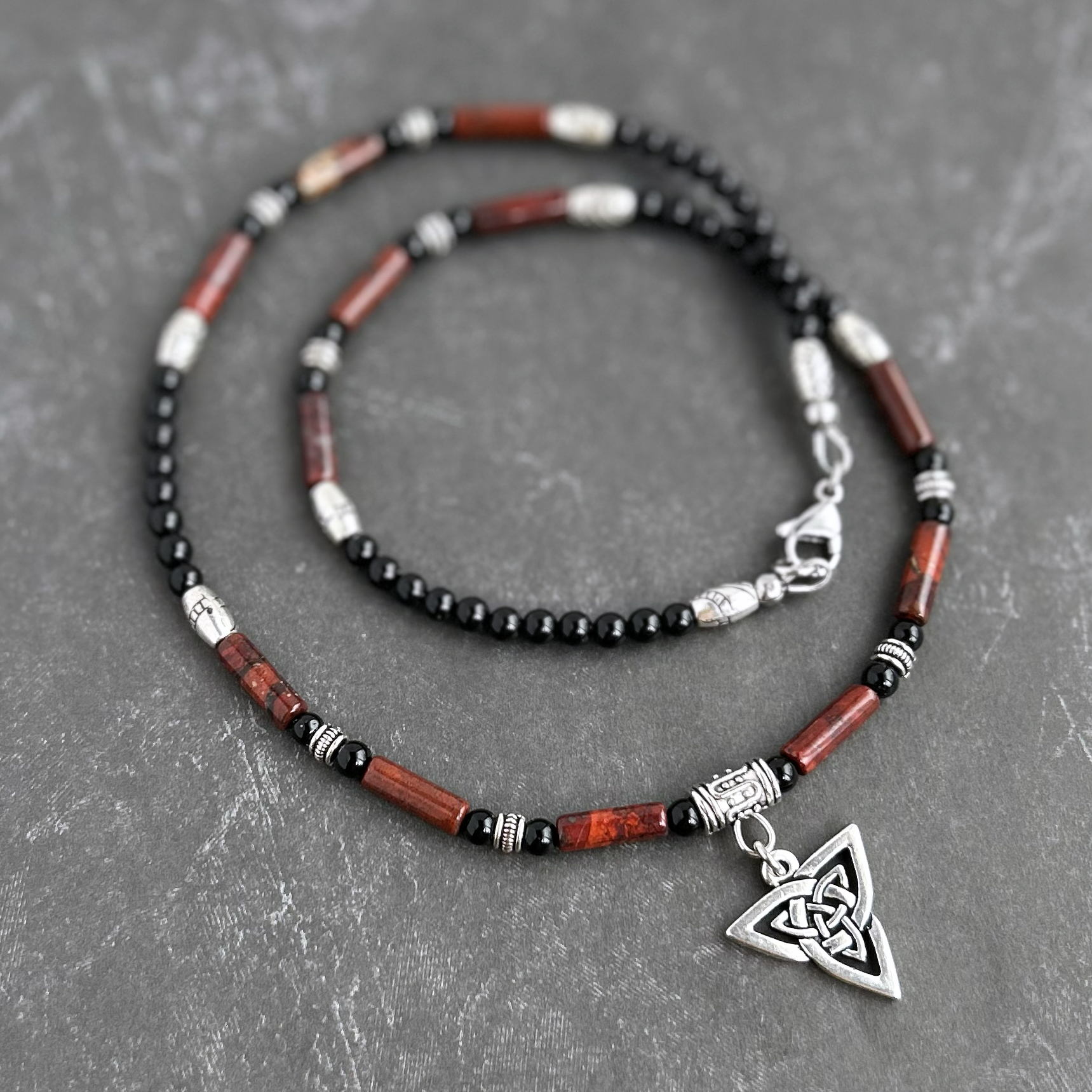 Natural Bloodstone Charm In Sterling Silver – Fits European Bracelets – 1PC